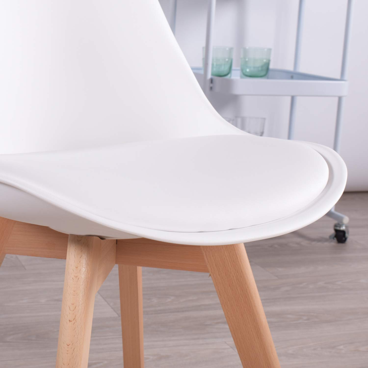 EGGREE Set tavolo con 4 sedie scandinavo, tavolo da pranzo rotondo in legno, 80 cm e sedie da cucina, colore: bianco