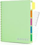 Spiral Notebook - 5 Subject Notebook, College Ruled Notebook With Dividers Pocket, Tabs Label, 11" Ruler, 200 Pages, for Writing Journal, Home & Office, School Supplies, 8.5''x11''Black | 200 Pages, 11" Ruler, 8.5"x11" Black, Pocket Dividers with Tab