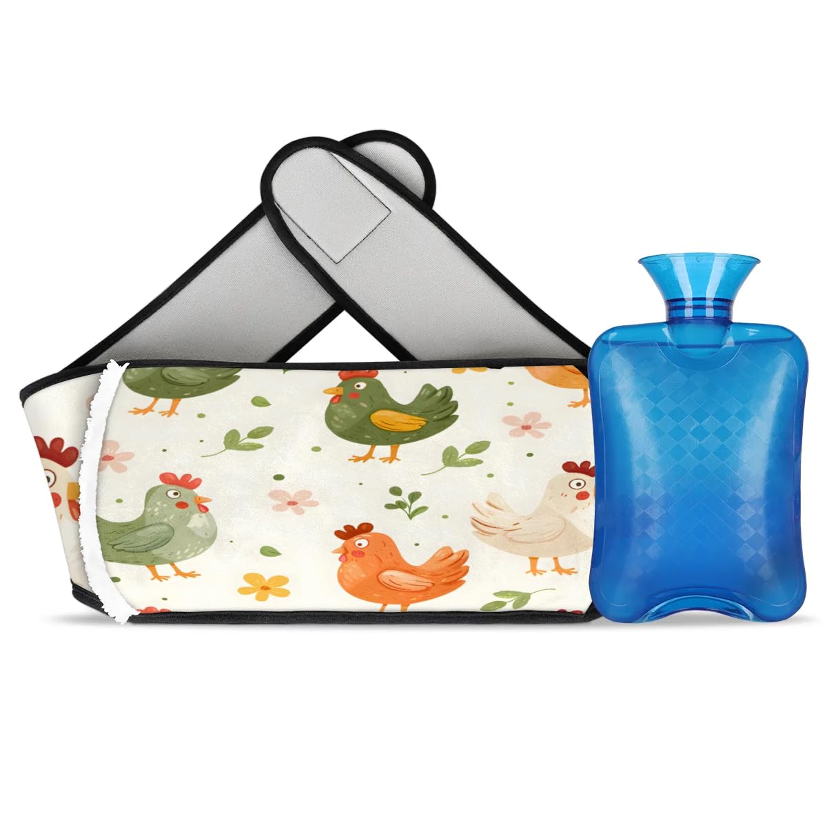 Hot Water Bag with Waist Cover Color Chicken Leaf Warm Hot Water Bottle Belt Plush Double Hand Insert Wearable Water Bag Detachable Hot Bottle Pouch for Neck Shoulder Pain Relief