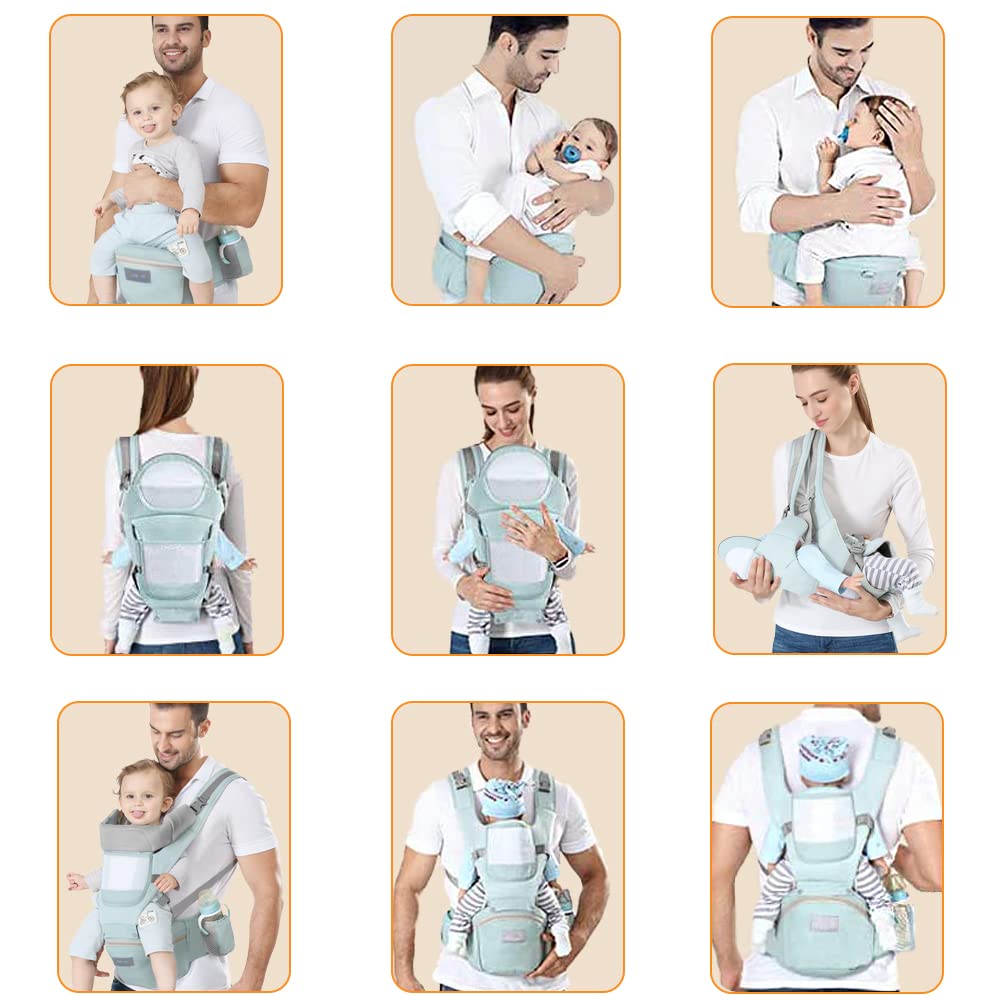 Mochila Portabebés Ergonómica con Asiento de Cadera, Multiposición Dorsal Ventral, Algodón Ligero y Transpirable para Bebés y Niños de 0-48meses (3.5 a 25 Kg) — view 6