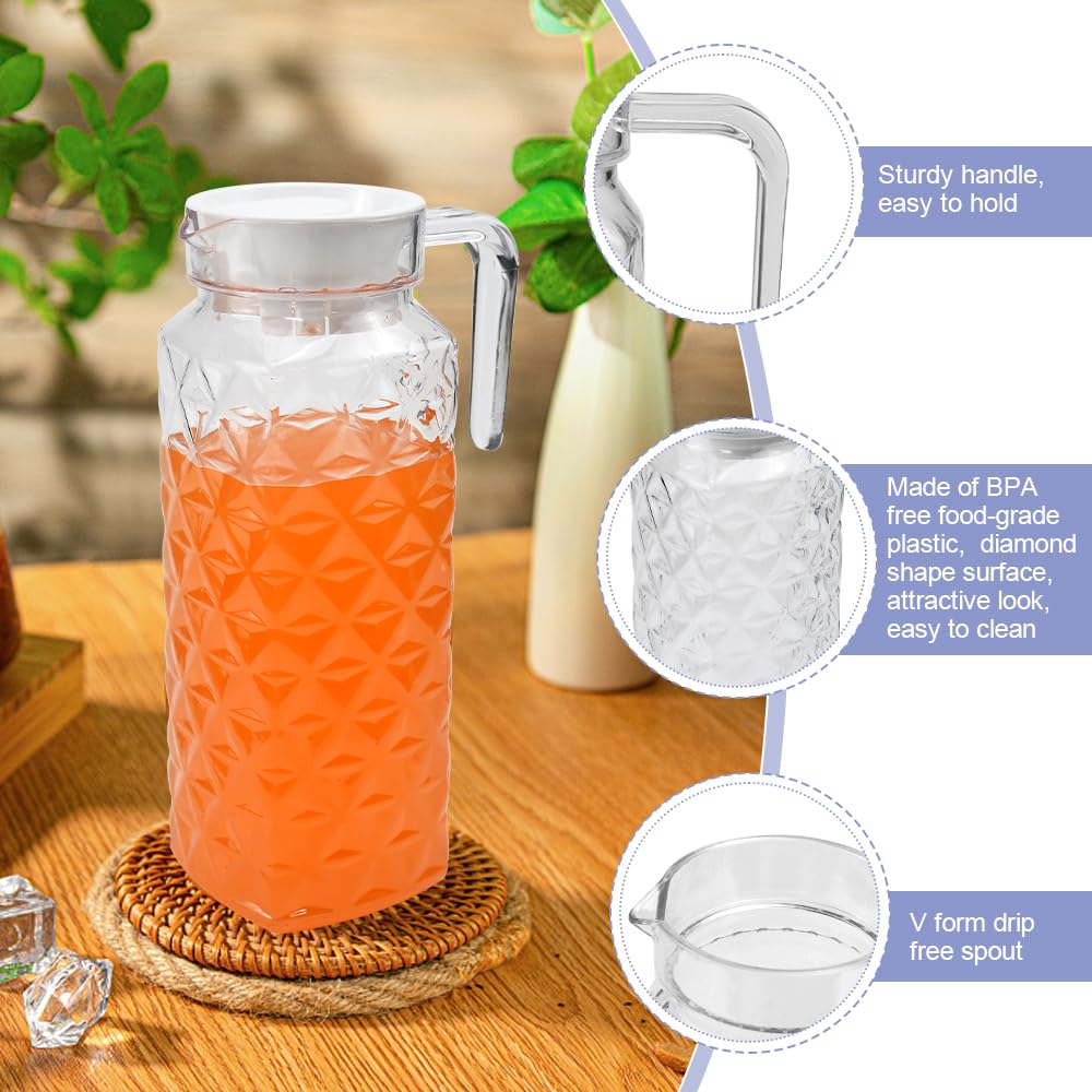 Pichet Plastique 1l Pichet D'Eau Froide, Carafe Acrylique Forte à La Mode Avec Couvercle Bouteille Plastique 1l