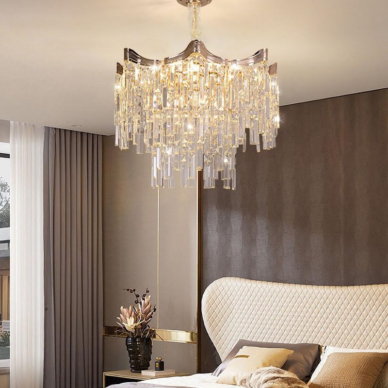 Lámpara de Cristal de Lujo Francesa E14, Moderna lámpara con borlas, para Sala de Estar, Comedor, Dormitorio, 60 cm ()