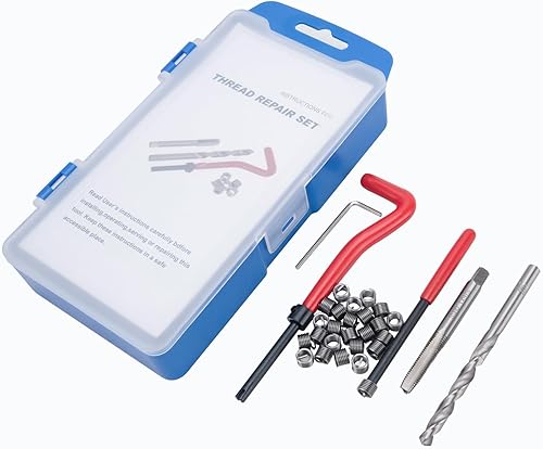 Kit de reparación de roscas helicoidales de 262 piezas, kit de reparación HSS para hélice, incluye métrico y SAE, M5 M6 M8 M10 M12 14 pulgadas 516