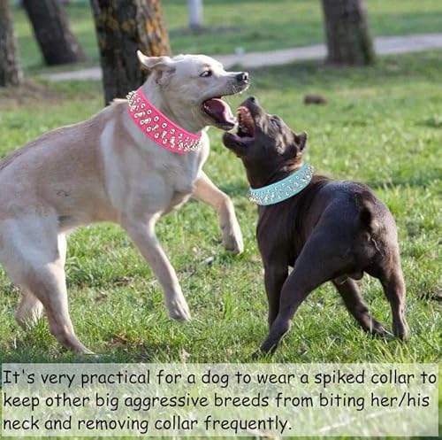 TEEMERRYCA Adjustable PU Leather Spiked Studded Dog Collars with a Squeak Ball Gift for Small Medium