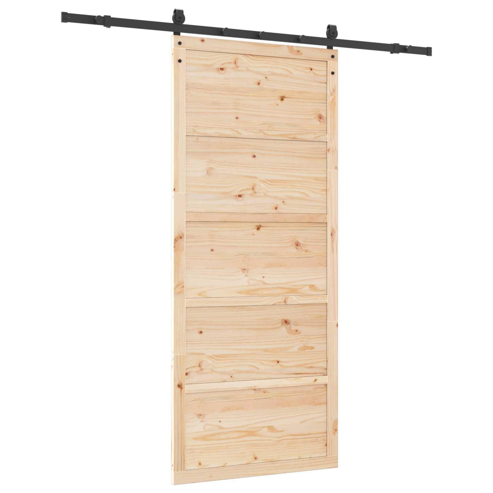 Porta scorrevole 80 x 208 cm in legno di pino, porta salvaspazio per interni, con sistema a binario, porta scorrevole