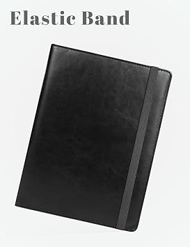 Small Clipboard Junior Padfolio Folio 7 x 9 Writing Pad Refillable, Mymazn Faux Leather Folder A5 for Notepad 5 x 8 Junior Size Portfolio (Black)