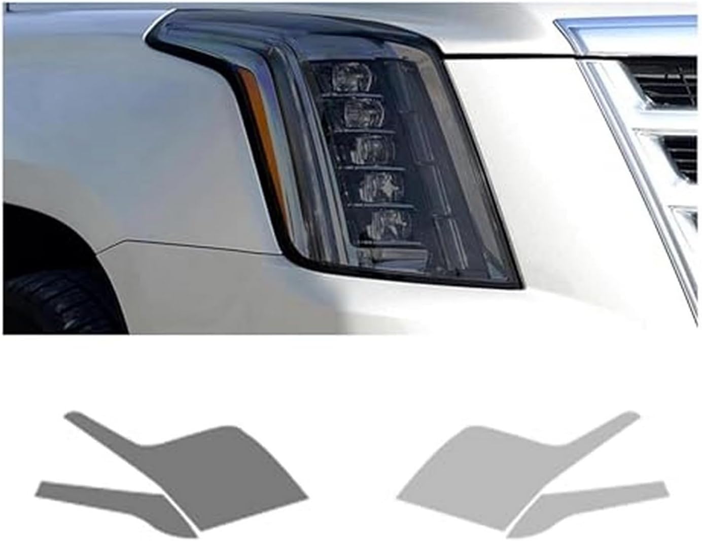 Car Headlight Protective Film Car Headlight Film for Cadillac for Escalade 2015-2020 Headlamp Restoration Transparent Black TPU Sticker