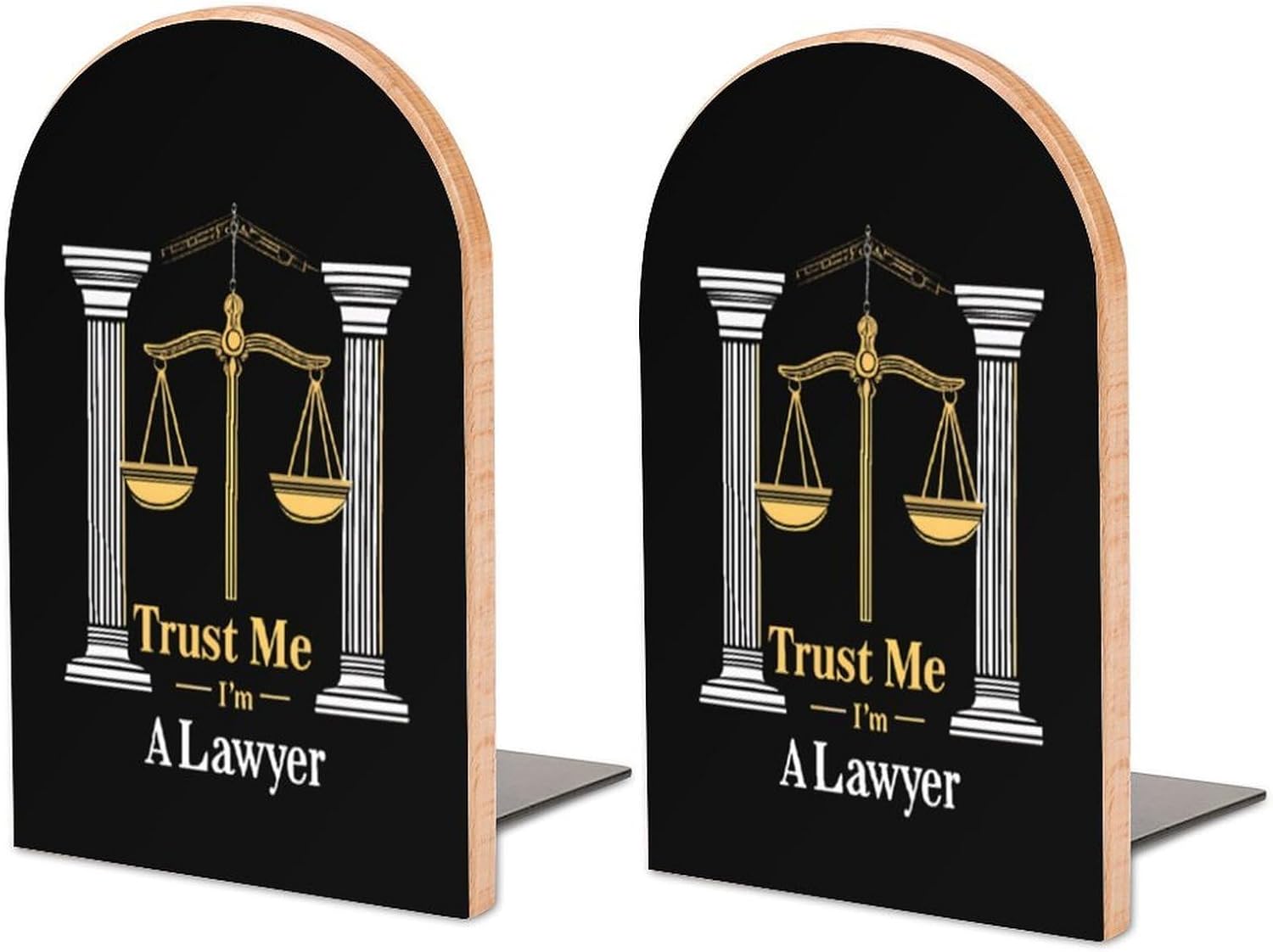Trust Me I'm A Laywer Cute Wood Book Ends Decorative Bookends 1 Pair Non-Skid for Shelves Home Office 7 X 5 Inch