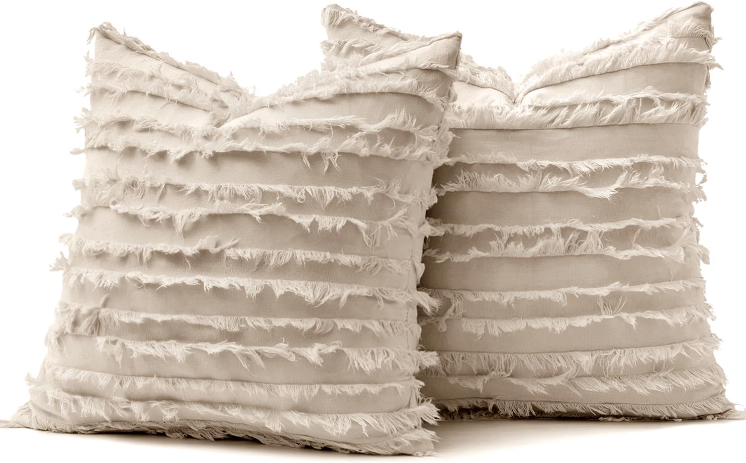 MIULEE Decorative Boho Throw Pillow Covers Set of 2 Spring Neutral Beige Linen Striped Jacquard Pattern Modern Cushion Covers for Sofa Couch Living Room Bedroom 18x18 Inch Home Decor - Image 7