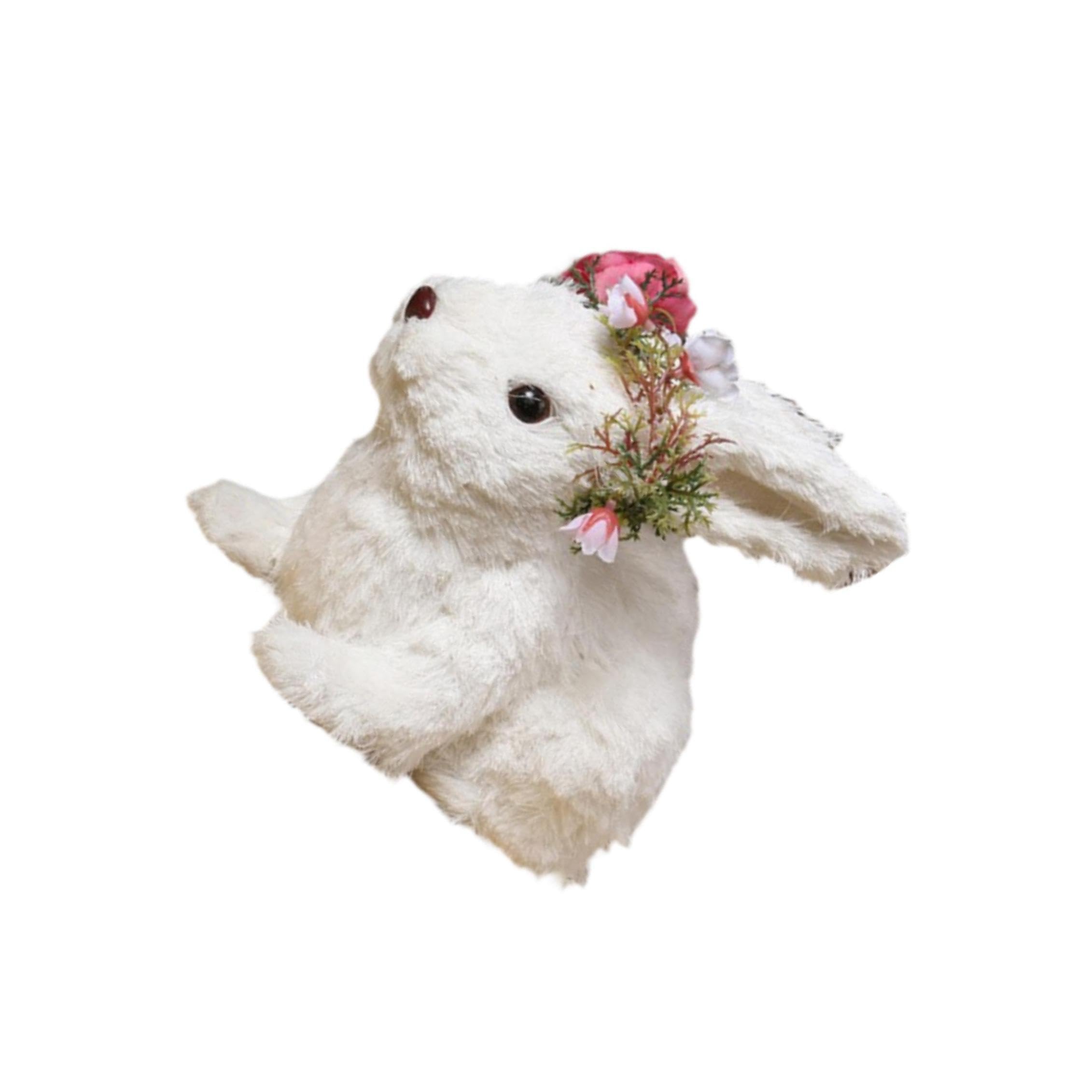 PIXZCSA Realistic Rabbits Statue Craft Animal Figurine Centerpiece Unique Shape Plant Fibers Home Decor Display for Creative