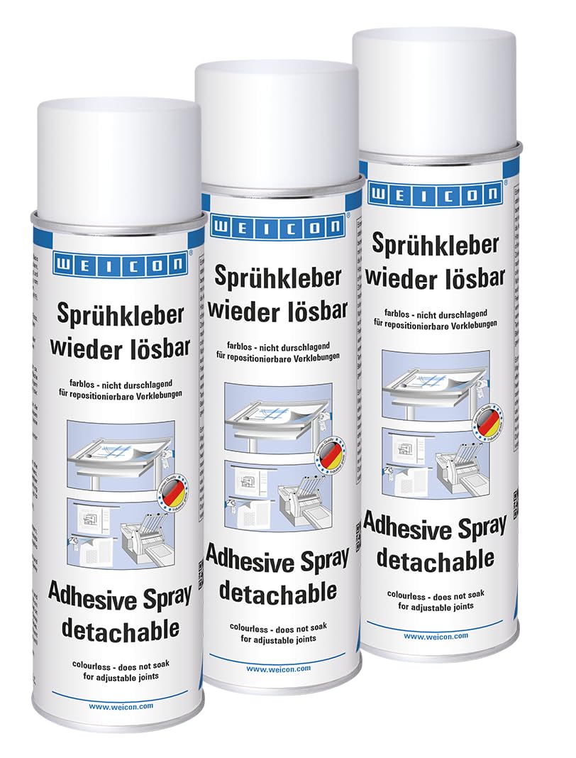 WEICON Sprühkleber wieder lösbar, transparent, 500 ml, 3er Set
