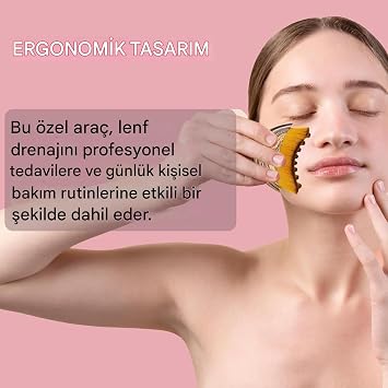 MallArt® Yüz İçin Lenf Drenaj Masaj Fırçası – Ergonomik Lenfatik Kontur Yüz Fırçası, Çene Hattı Şekillendirici, Şişlik Giderici Manuel Yüz Masaj Aleti