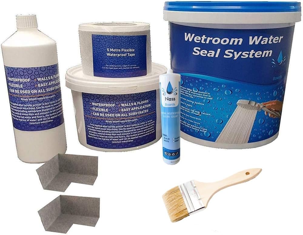Nassboards Waterproof Tanking Kit System WSK for Wetrooms, Bathrooms, Kitchens and Waterproofing – Perfect for Wet Zones, Tiling Showers, Preventing Moisture – 5m Complete Tanking Kit