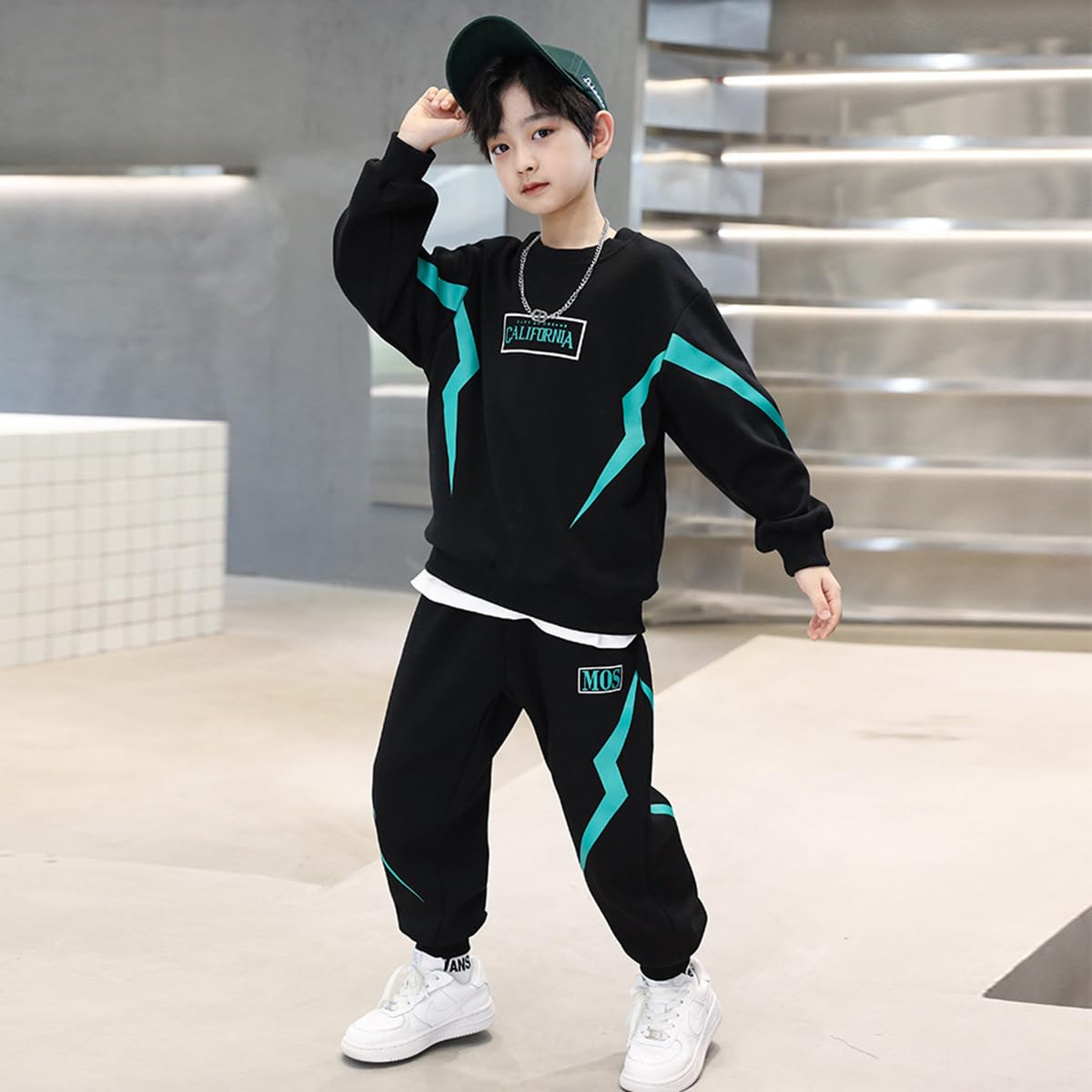 linboo Survêtement pour enfant garçon - 2 pièces - Jogging - Sweat à capuche et pantalon - Vêtements de sport - Tenue de loisirs