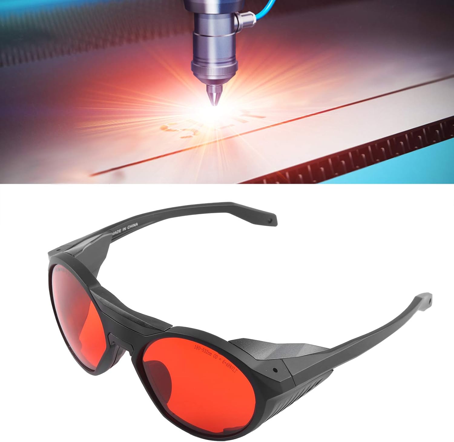 FILFEEL Protective Safety Goggles, 180‑532nm Wavelength Safety Glasses, Professional Anti‑Green Lasers Safety Eyeglasses Kit for Beauty