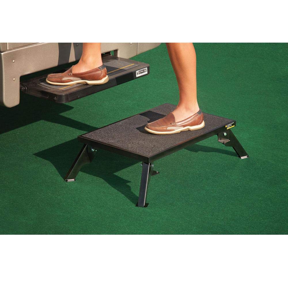 Stromberg Carlson 24'' x 16'' Adjustable RV Platform Step, Heavy-Duty Rust-Resistant Steel, Portable Step Stool for Campers, 4'' and 8'' Height, 300 lbs Capacity, Non-Skid Surface & Folding Legs