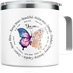 SANDJEST 14oz Inspirational Isolated tasse à café avec poignée Voyage Coupe à café Anniversaire Noël