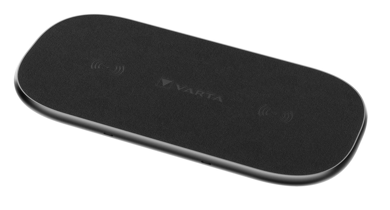 VARTA Caricatore wireless Multi 20 W, fino a 20 W, Qi kompatibel, Nero | ricarica wireless di 2 dispositivi insieme, anche con custodia, incl. USB C Cavo, ricarica pass-through