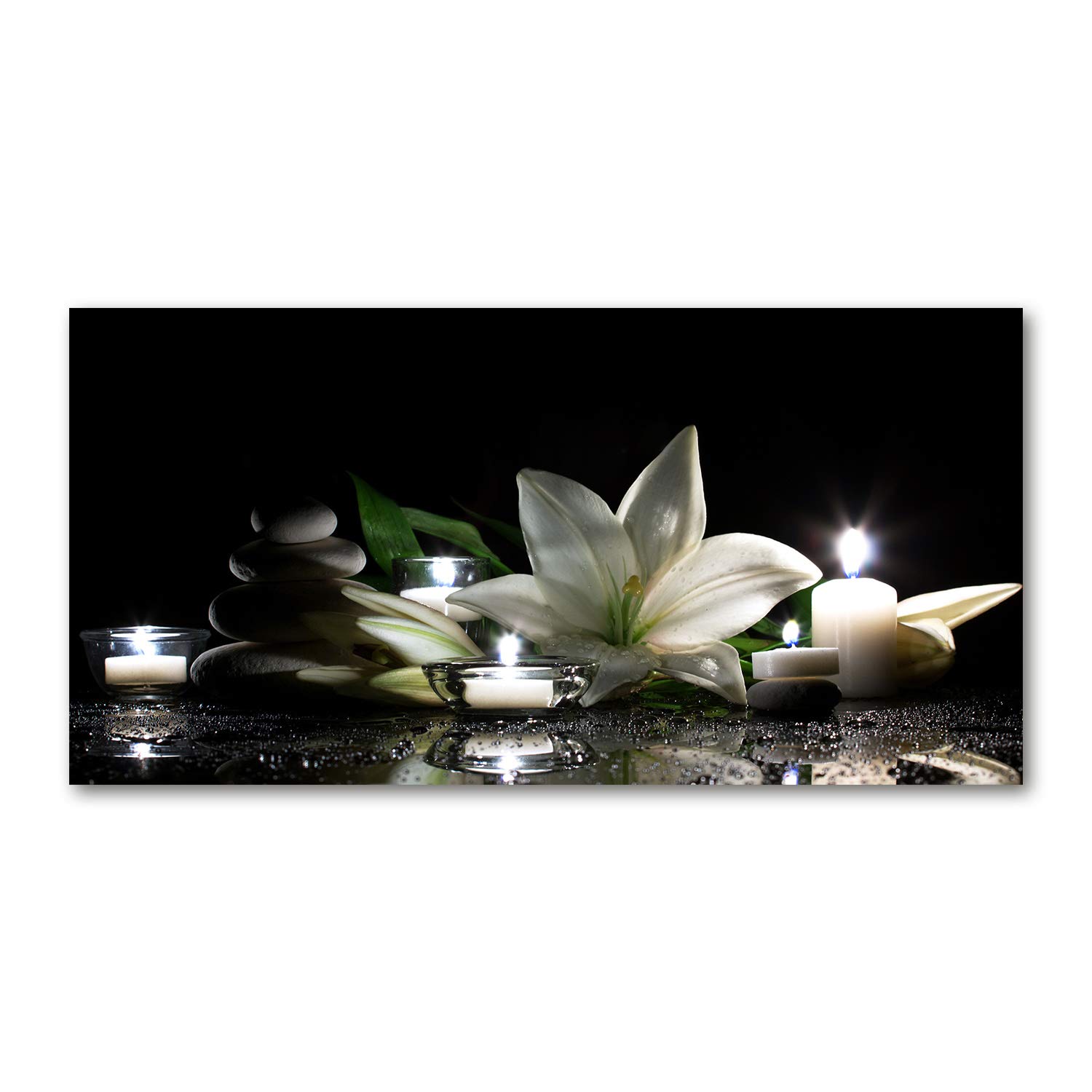 Tableau acrylique noir et blanc 140x70cm image déco murale fleur Tulup