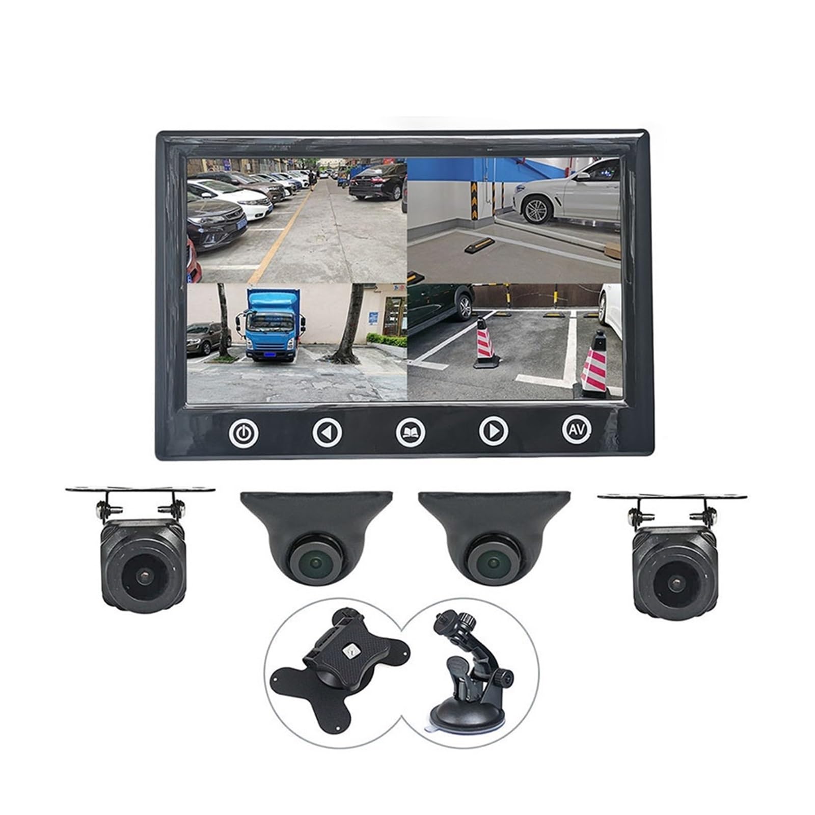 Monitor per auto AHD IPS Split QUAD da 7 pollici, 1920x1080P, telecamera posteriore per visione notturna AHD, impermeabile con registrazione video(None)