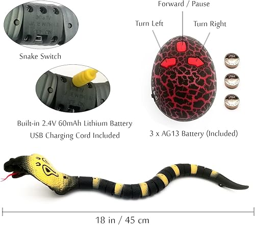 Miniatura 3 de Gosyfeti Juguete de serpiente a control remoto, juguete realista de broma de serpiente a control remoto, serpiente controlada eléctrica para gato