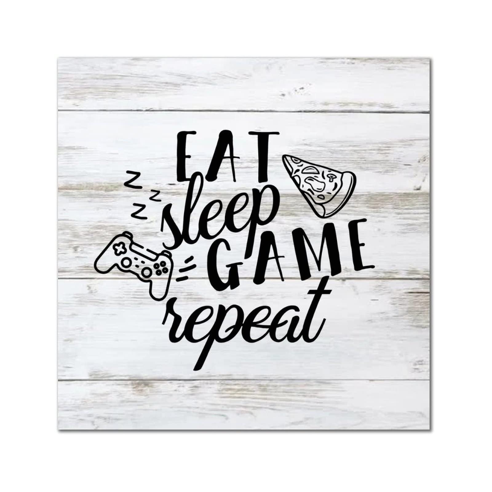 Cadeau de crémaillère Eat Sleep Game Repeat plaque bois de maison