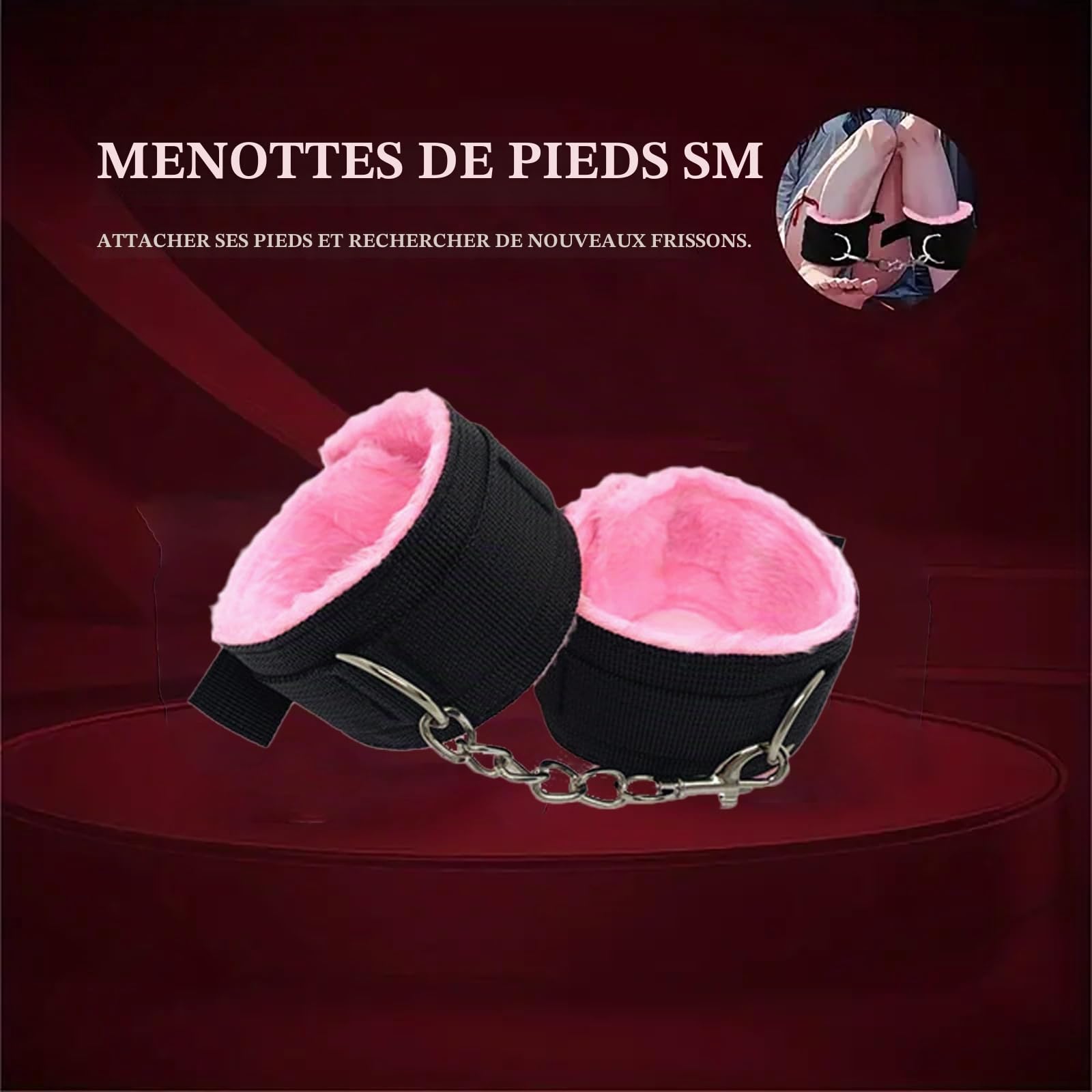 Bondage Set Jouets Sexuels avec 47 Pièces Lit Sm Bondage Sexuel Extrêmement Érotique Jouets Sexuels Fétichistes avec Menottes Réglables Menottes de Cheville Plug Anal Fouet Bandeau pour Femmes Hommes