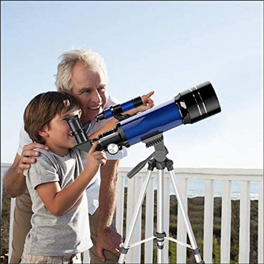 Télescope astronomique réfracteur Ultra HD, Bleu, 400/70 mm, avec trépied réglable et Adaptateur pour Smartphone, télescope Portable HD pour Adultes débutants, Double Le Confort