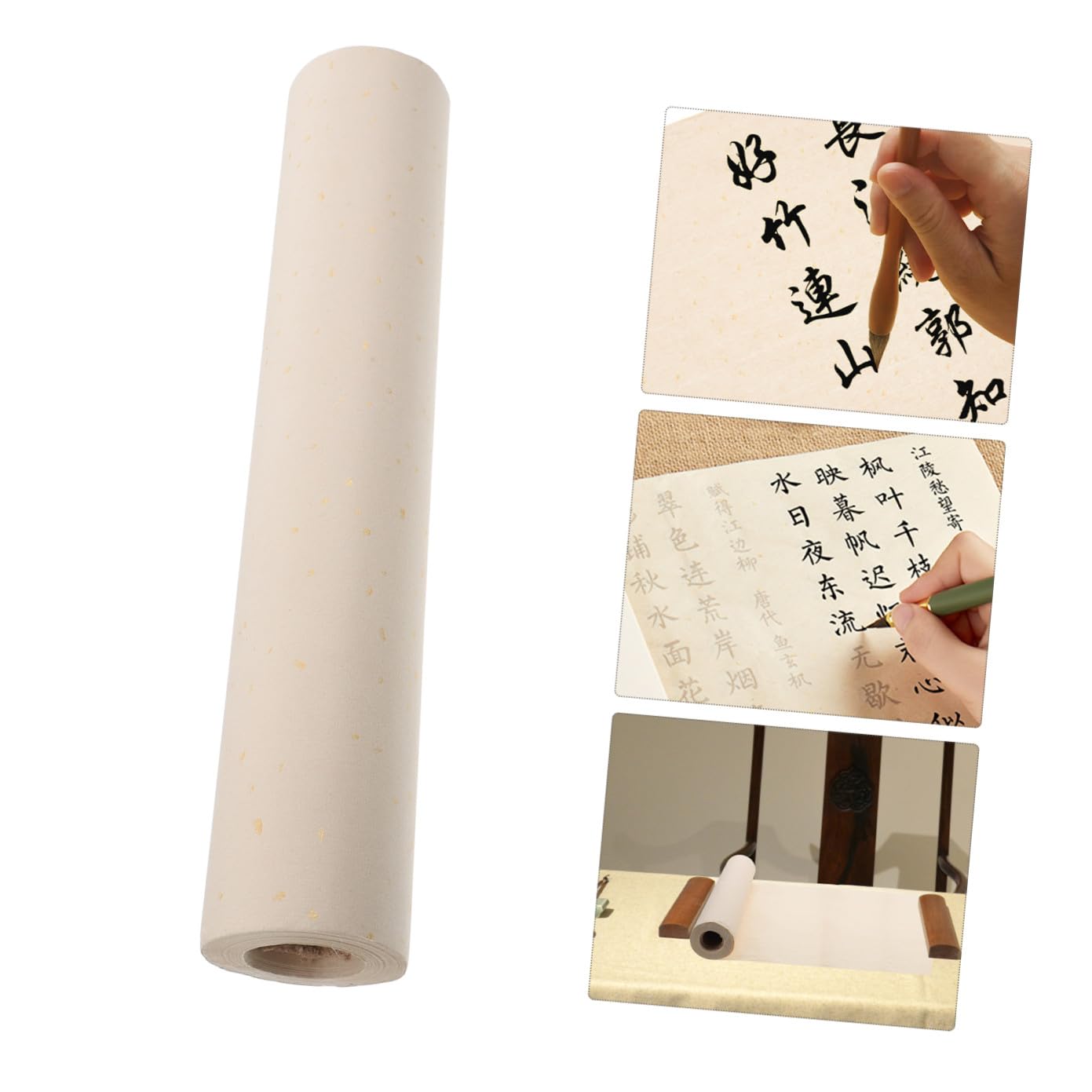 Homoyoyo Carta di Riso Tradizionale per Calligrafia Cinese Beige Leggero e Resistente 35cm X 20 Metri per Pittura ad Acqua e Disegno