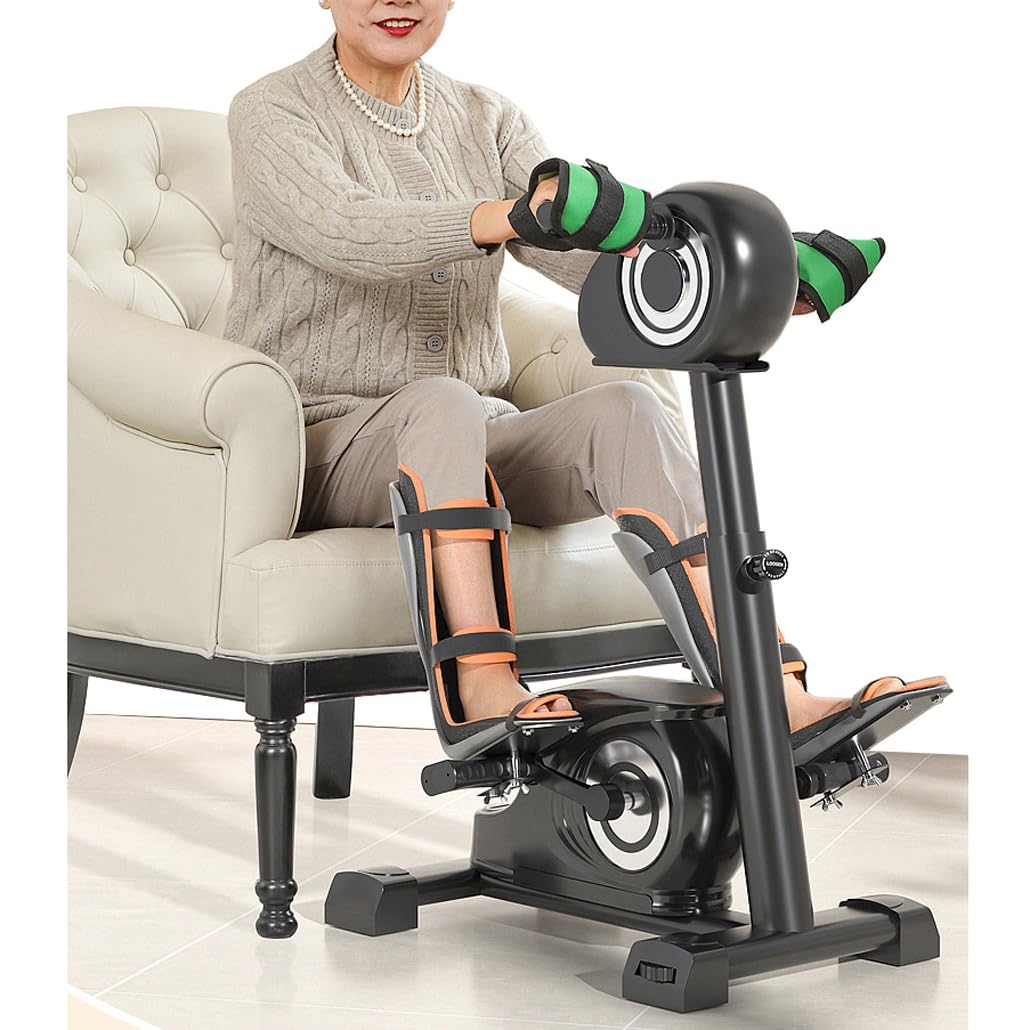 Qiyfoz Motorized Pedal Exerciser For Seniors, Indoor Cycling Bike Leg Exercisers With Arm Exerciser, Rehabilitation Trainer For Elderly Handicapped & Disabled
