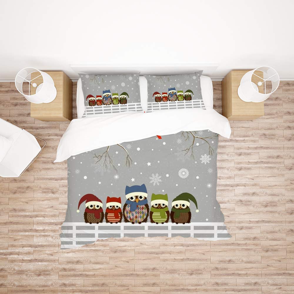 Parure de lit motif branche avec oiseaux rouges pour cocooning en toutes saisons