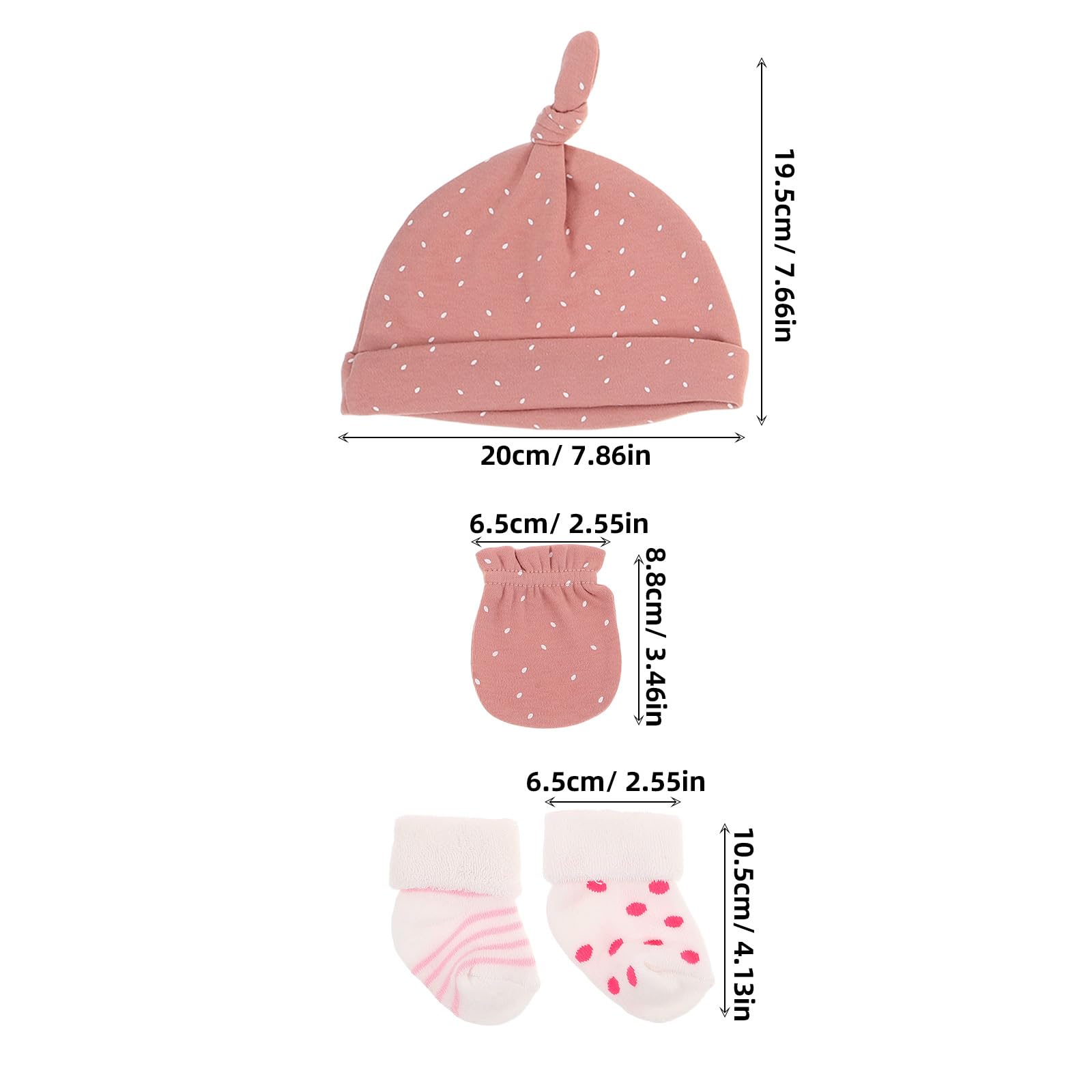 LIFKOME 5 Sets Baby-Mütze, Fäustlinge und Socken: – Weiche Baumwollmützen zur Neugeborenenpflege mit Handschuhen und Socken – um die kleinen Hände und Füße warm zu halten