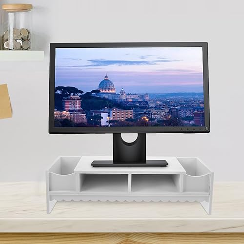 Miniatura 2 de VALICLUD Multifunction Storage Rack White Monitor Shelf Riser with Desktop Organizer for Office Home Creative Screen Display Stand for Eyeglass Keys
