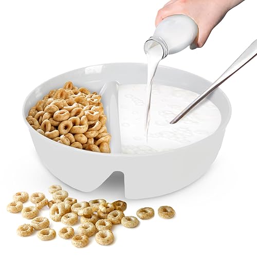 Just Crunch Anti-Soggy Cereal Bowl - BPA-Free Divided Bowls for