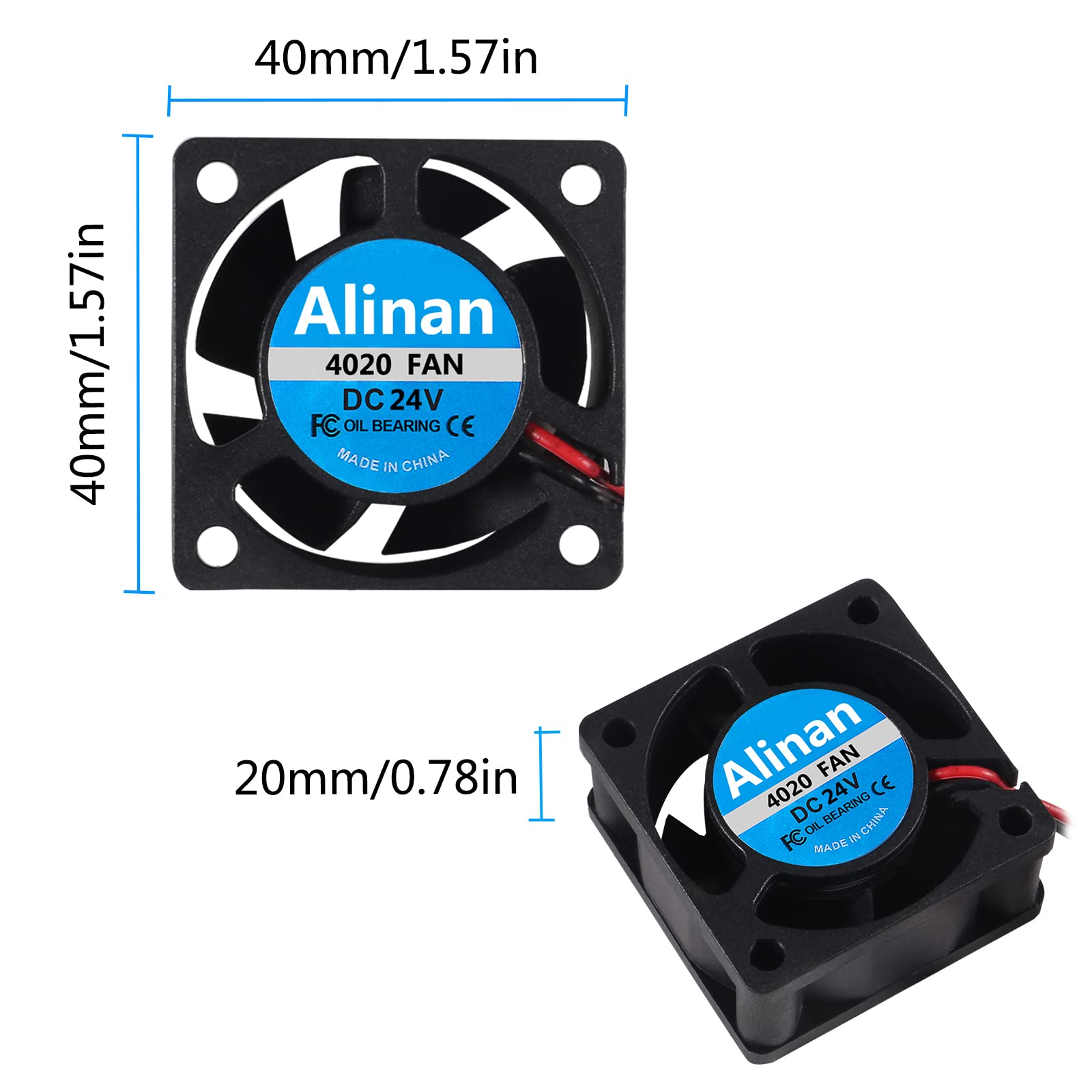Alinan 6 pz 4020 24 V Brushless Ventola di Raffreddamento 40 * 40 * 20 MM Lunghezza Cavo 30 CM Doppio Cuscinetto A Sfera 2PIN Terninal