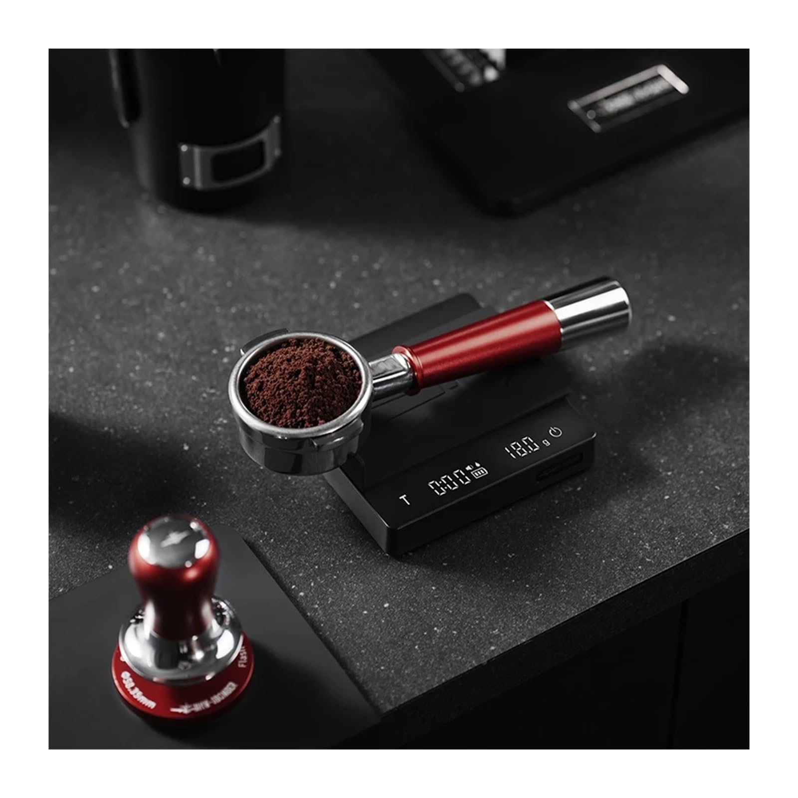 Accesorios profesionales for barista nivelador de Metal presión constante 58,35 MM Tamper café 30 lb(Red)
