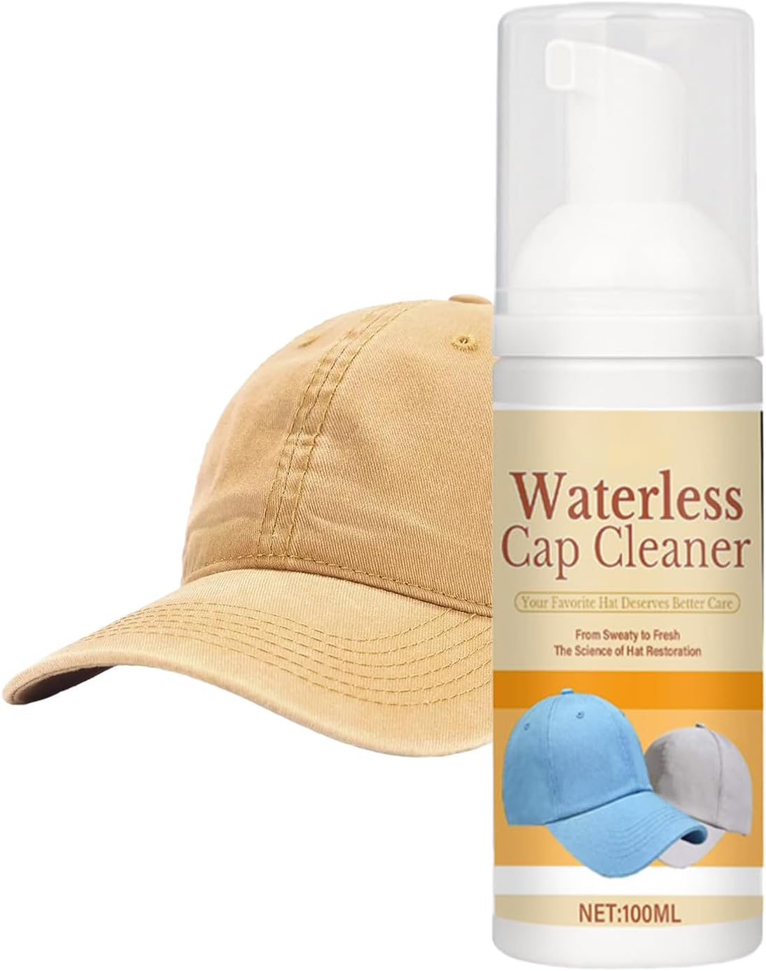 Ball Cap Hat Cleaner - Baseball Cap Deodorizer, Beanie Bonnet Bag Wash for Bedroom, Foam Hat Refresher with Towel, Living Room Travel, Camping Hats Care for Hotel and Daily Use