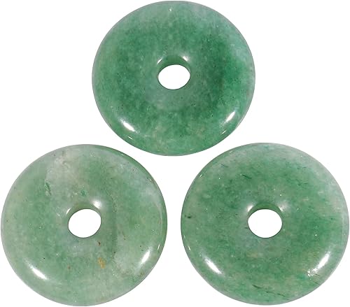 Loveliome Dijes de cristal en forma de dona, 3 piezas de amuleto de moneda de la suerte con agujero grande, círculo de la paz, colgante de cristal