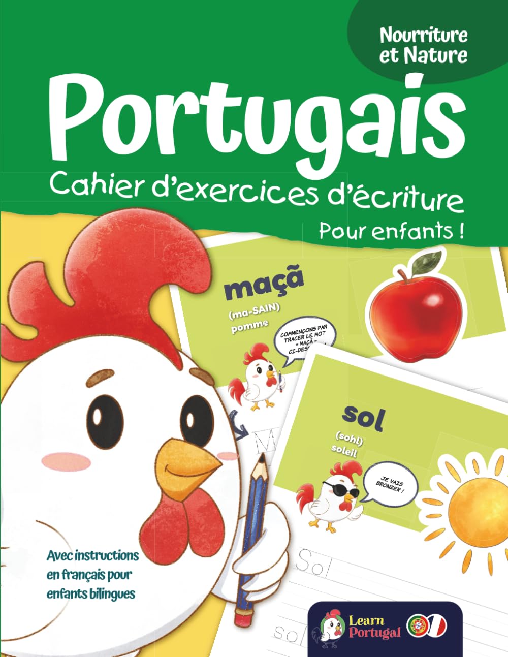 Portugais - Cahier d'exercices d'écriture pour enfants ! Nourriture et Nature (Cahier d'exercices d'écriture portugaise européenne pour enfants !)