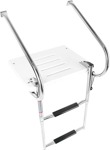YaeMarine Escalera de plataforma de natación de 2 escalones, escalera de acero inoxidable para barco debajo del montaje, escalera telescópica para