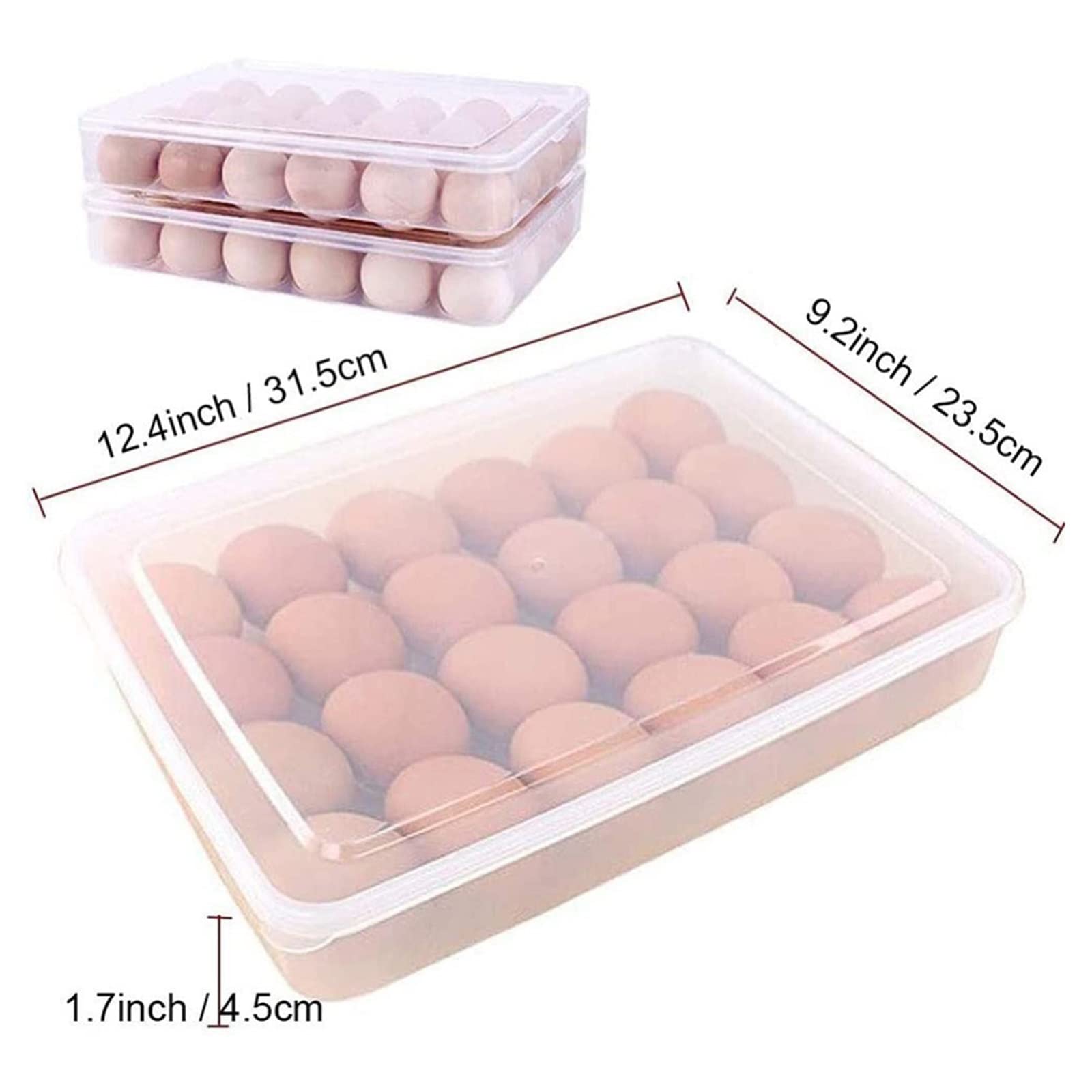 Eierablage aus Kunststoff, Transparenter Eier-Aufbewahrungsbehälter for Kühlschrank, 31,5 x 23, 4, cm, 24 Stück, stapelbarer Kunststoff