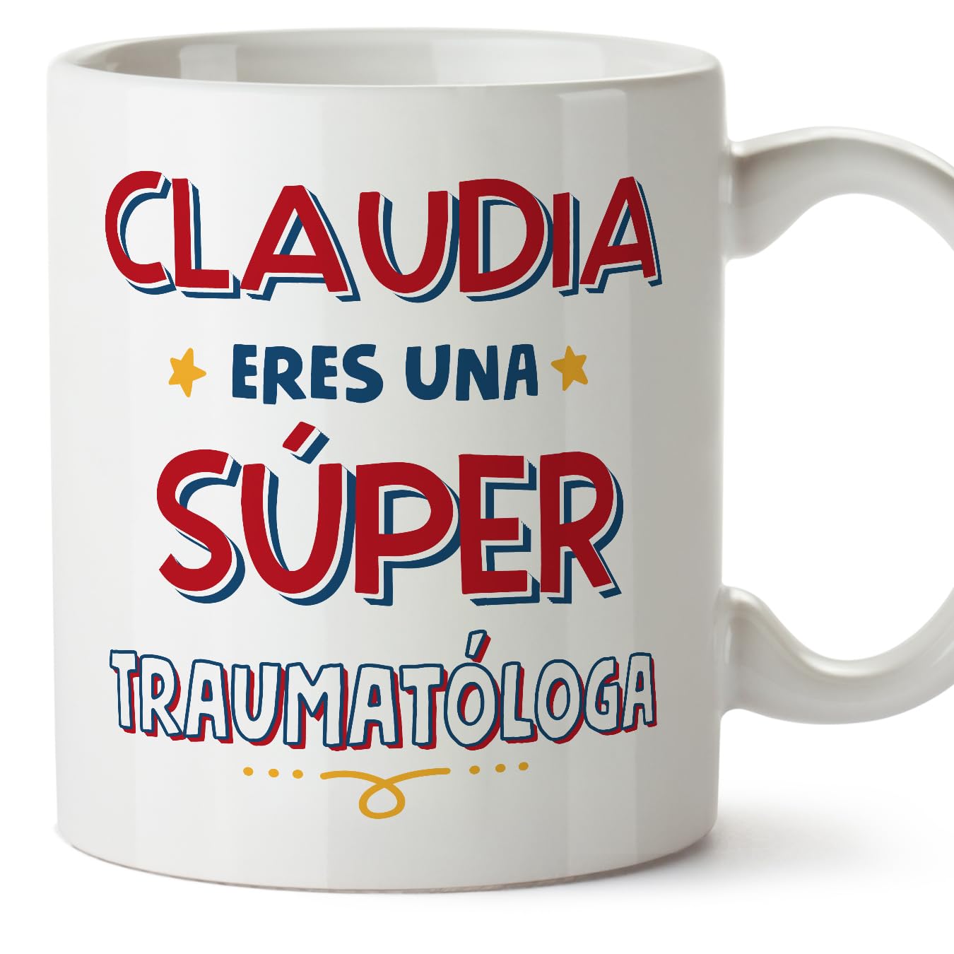 MUGFFINS Personalised Mug for TRAUMATOLOGIST Woman - in Spanish - Eres Súper - Funny Custom Gift for Colleagues - Ceramic 11oz Mug