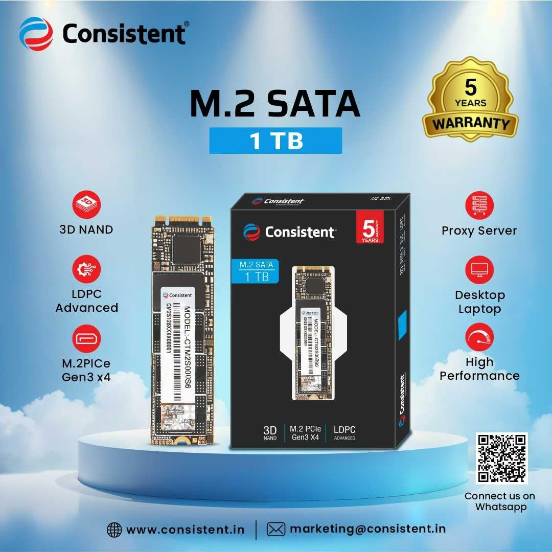 Consistent 1 TB M.2 PCIe 2280 SSD