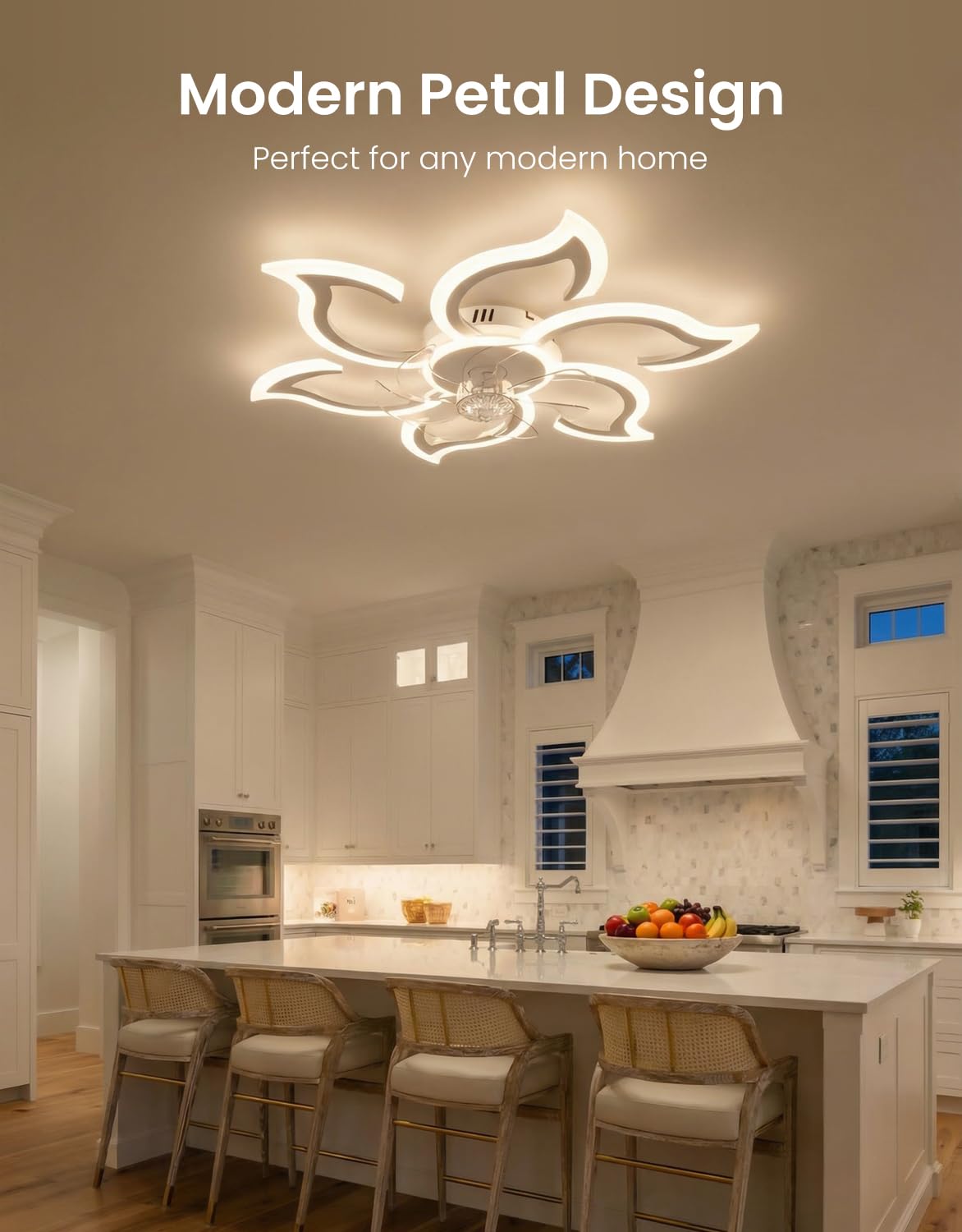 Lampada Ventilatore da Soffitto, Compatibile con Alexa Google Home, Intelligente Pale da Soffitto con Luce e Telecomando, Dimmerabile, Reversibile 6 Velocità, Motore DC, Bianco