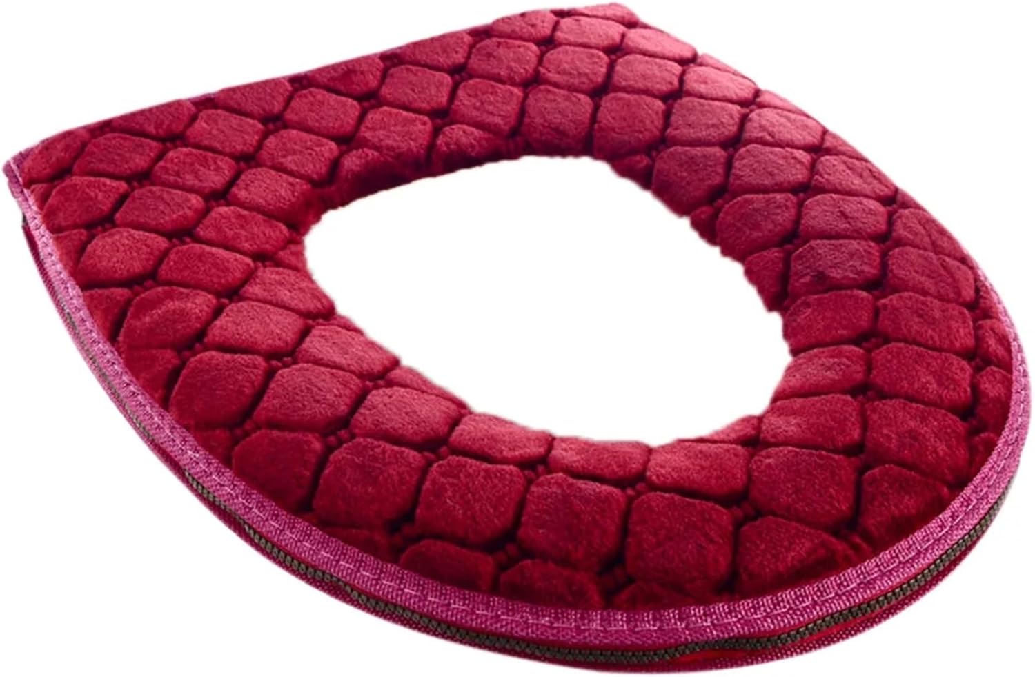 2pcs Bathroom Toilet Seat Cover Soft Winter Warm Plush Cushion O-Shaped Washable Lid Household Supplies 37cm×44cm(Multi-Colored)