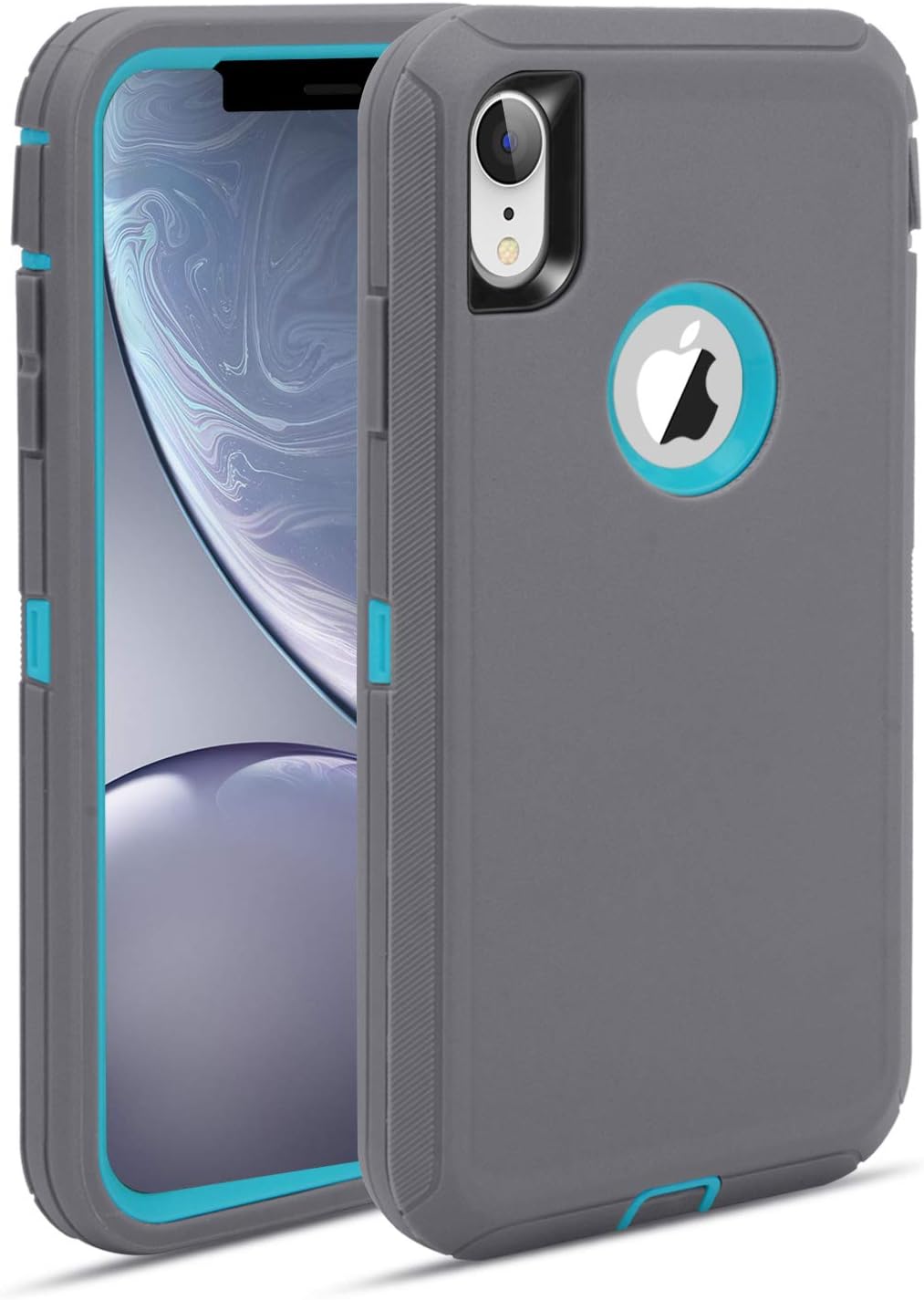 for iPhone XR Case, Heavy Duty Shock Absorption Full Body Protective iPhone XR Case with Hard PC Bumper + Soft TPU Back Cover for iPhone XR Not Built in Screen Protector (White/Grey)