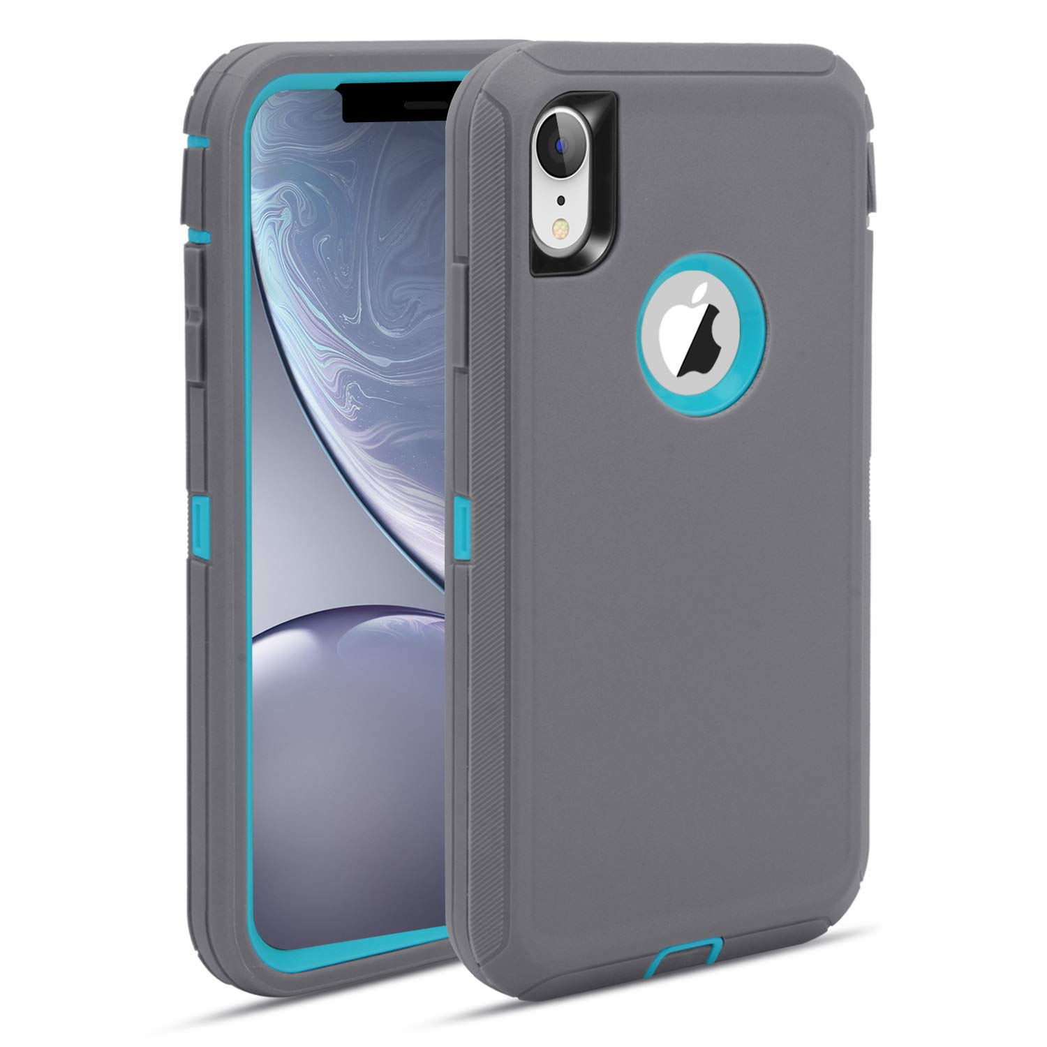 MAXCURY for iPhone XR Case, Heavy Duty Shock Absorption Full Body Protective iPhone XR Case with Hard PC Bumper + Soft TPU Back Cover for iPhone XR Not Built in Screen Protector (White/Grey)