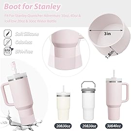 Stanley Cup Accessories Set Including 6 Pcs Silicone Spill Proof Stopper, 2 Pcs Straw Cover Cap for 9-10 mm Straws, 1 Pcs Silicone Boot for Stanley Cup 40oz & 30oz Tumbler (ROSE QUARTZ)