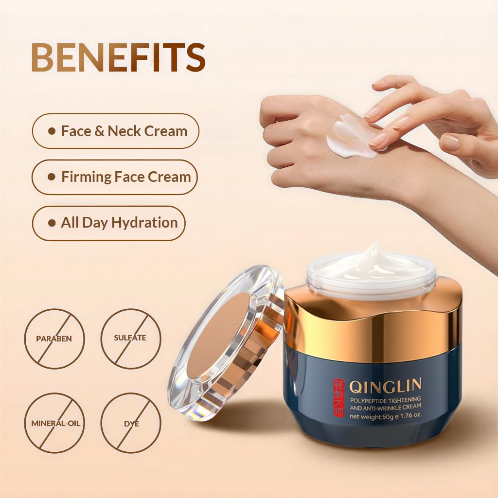 QINGLIN Polypeptide Tightening and Anti-Wrinkle Cream, Face Moisturizer, Fine Lines & Firming, Day and Night Skin Repair, 1.76 oz (All, Bundle) image 2
