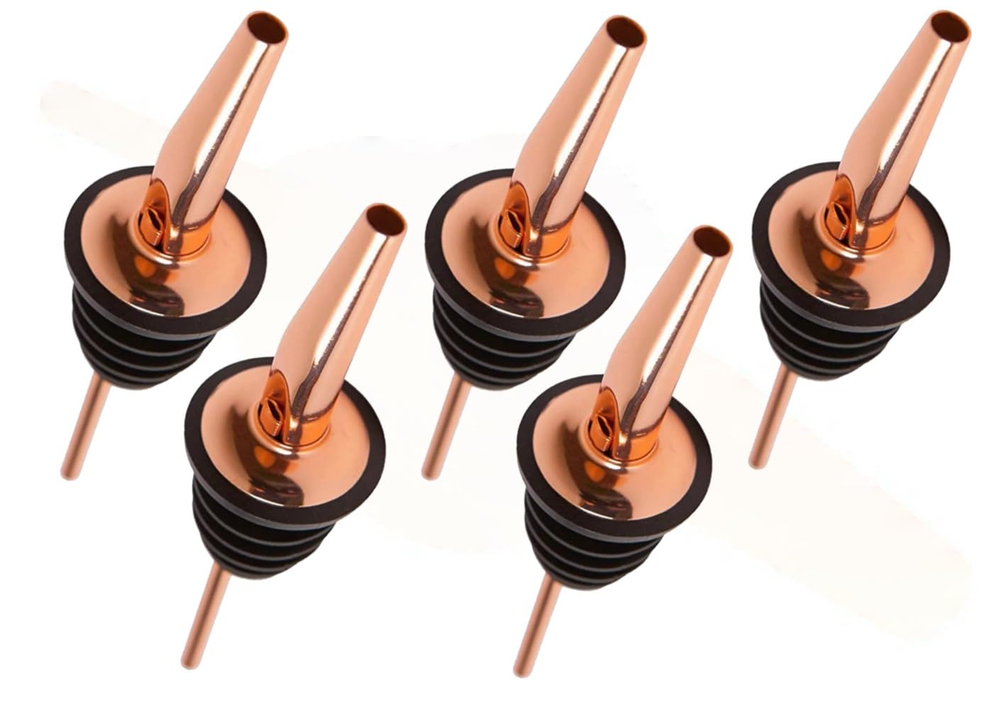 Chabrias Ltd Copper 5 Pack Fast Free Flow Liquor Spirits Pourer Speed Pourers Wine Bottle Spirits Pourers Tapered Spout for Olive Oil Coffee Syrup Vinegar Bottles